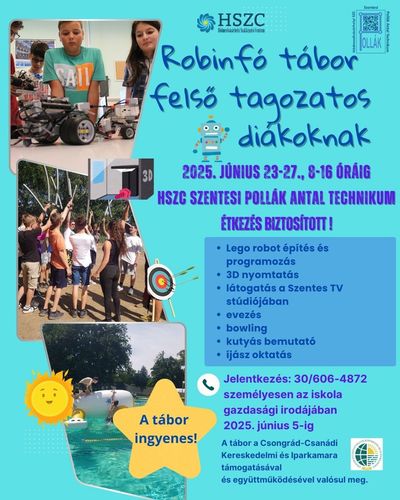 Pollák Robinfó tábor - főként 6-7. osztályos diákoknak